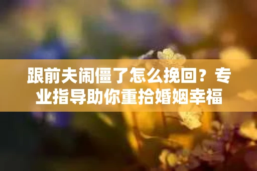 跟前夫闹僵了怎么挽回？专业指导助你重拾婚姻幸福
